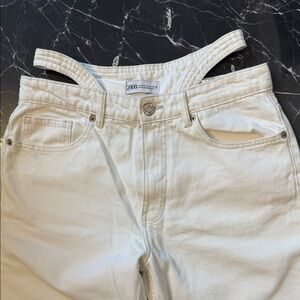 Zara Cream High-Rise Jeans